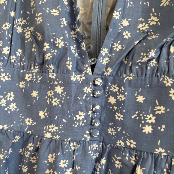 Reformation Isador Sleeveless Front Button Mini Dress Floral Blue Women’s Sz 4 - Picture 5 of 9